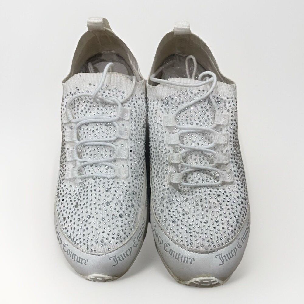 Juicy Couture Bellamy Sneakers Women’s 7.5 White Running Shoes w/ Rhinestones
